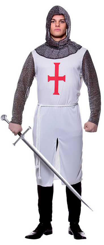 Crusader Knight Mens Medieval Deluxe Adults Fancy Dress Costume St George's Day