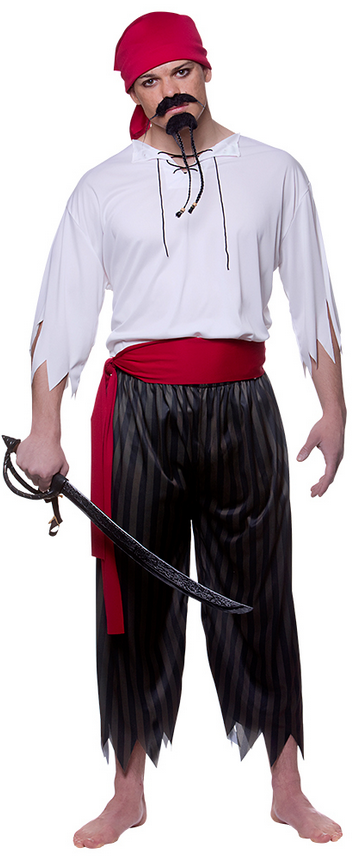 Pirate Shipmate Costume Mens Buccaneer Pirates Fancy Dress Adults Outfit