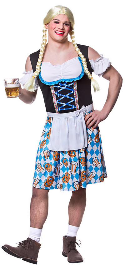 Funny Bavarian Beer Girl Oktoberfest Mens Stag Night Beer Festival Fancy Dress