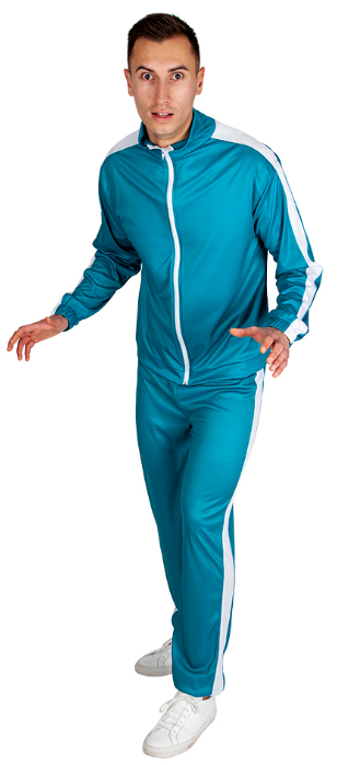 Tracksuit Mens Blue Tracksuit Adults Game Show Shellsuit Fancy Dress