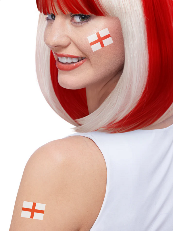 Smiffys Make-Up FX England Tattoo Transfers 6Pk Fancy Dress Accessory