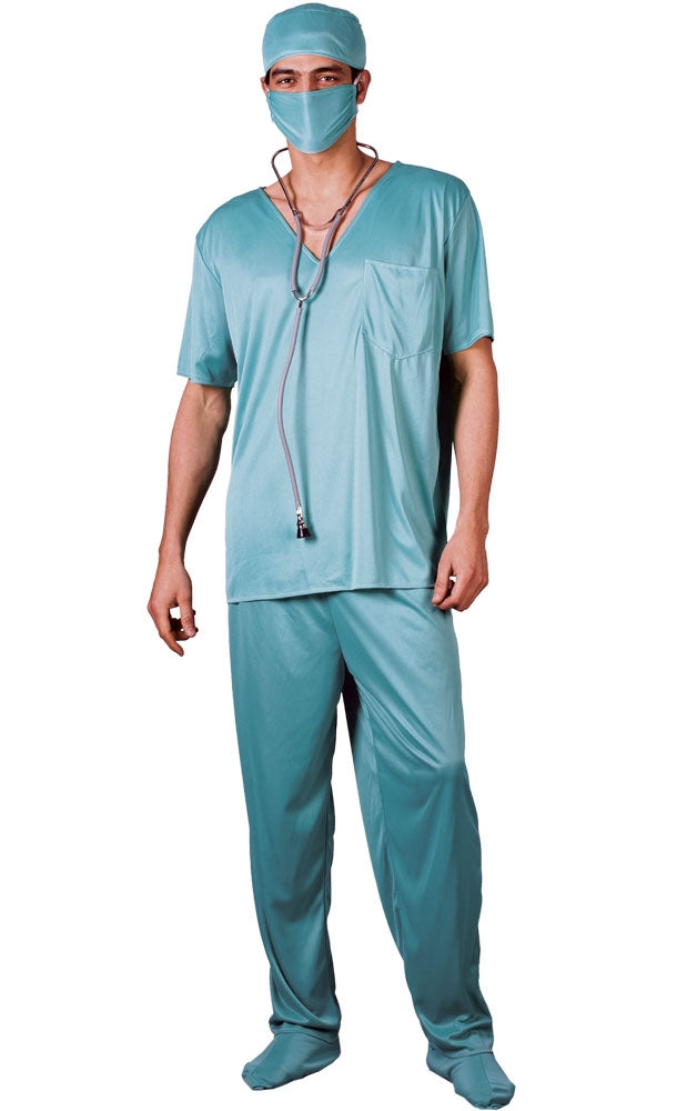 Mens ER Surgeon Hospital Doctor Scrubs Outfit Party Fancy Dress Costume New