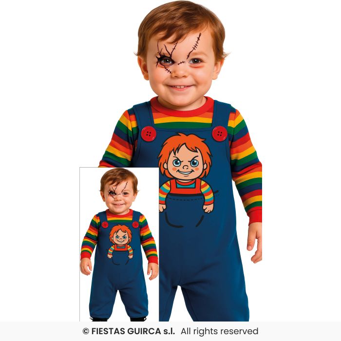 Evil Doll Childs Play Kids Zombie Doll Dungarees Fancy Dress Costume Age 1-3
