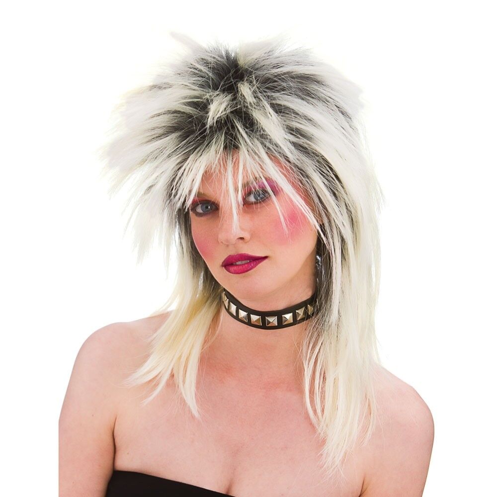Rock Diva Wig Blonde Tina Turner Mullet Ladies Fancy Dress Costume Accessory 80s