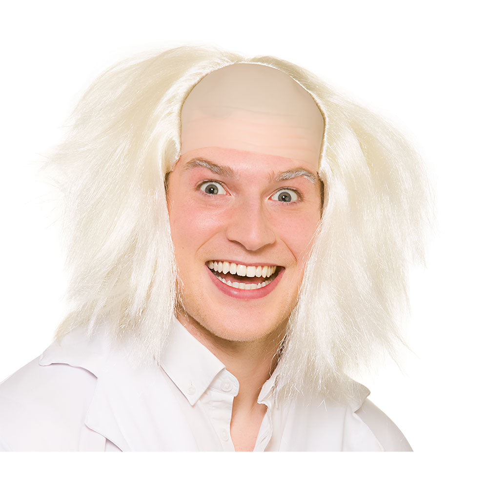 Mad Scientist Crazy Guy Halloween Fancy Dress Wig White