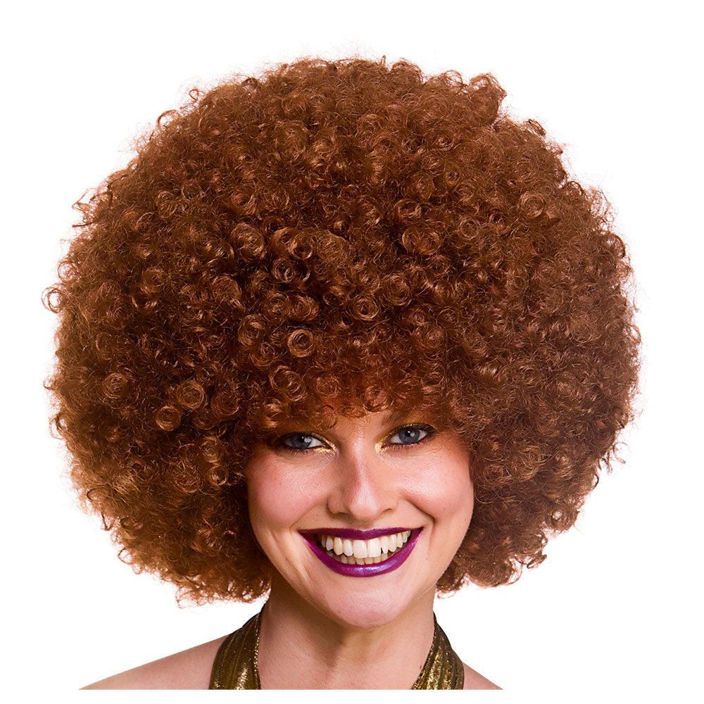 Giant Afro Wig Adults Fancy Dress Costume Accessory Brown 70s Disco Afro