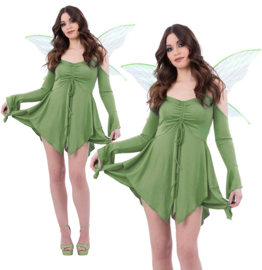 Green Fairy Costume Ladies Sexy Neverland Fairy Storybook Fancy Dress UK 4-18