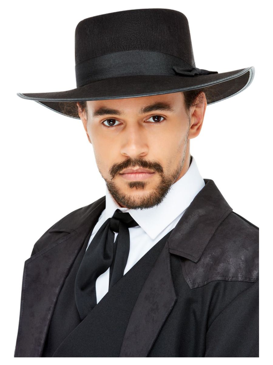 20s Wide Brim Fedora Hat Black Gangsters Hat Mens Fancy Dress Costume Accessory