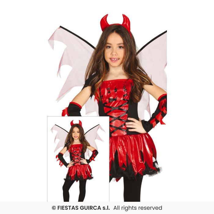 Fire Girls Devil Costume Halloween Devils Fancy Dress Outfit + Headband Age 3-12