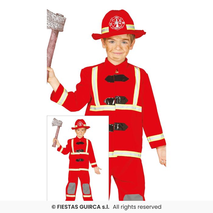 Deluxe Fireman Firefighter Kids Occupations Fancy Dress Costume Boys Girls Age 3-12