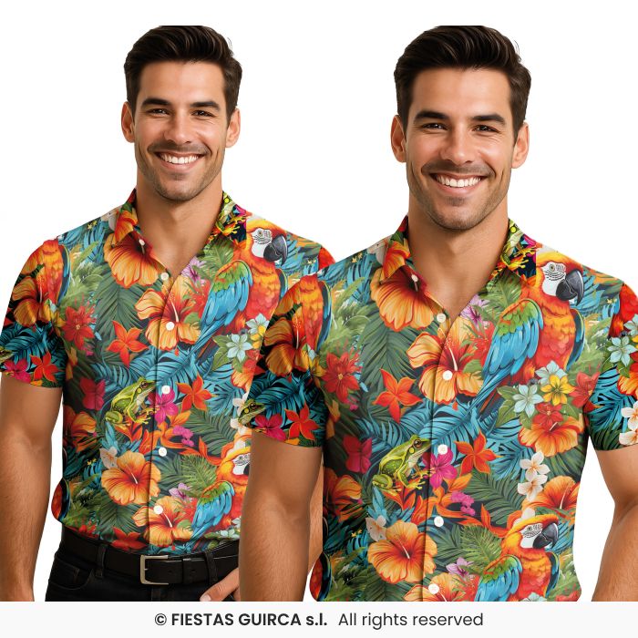 Hawaiian Shirt Parrot Flower Mens Fancy Dress Accessory Beach Party