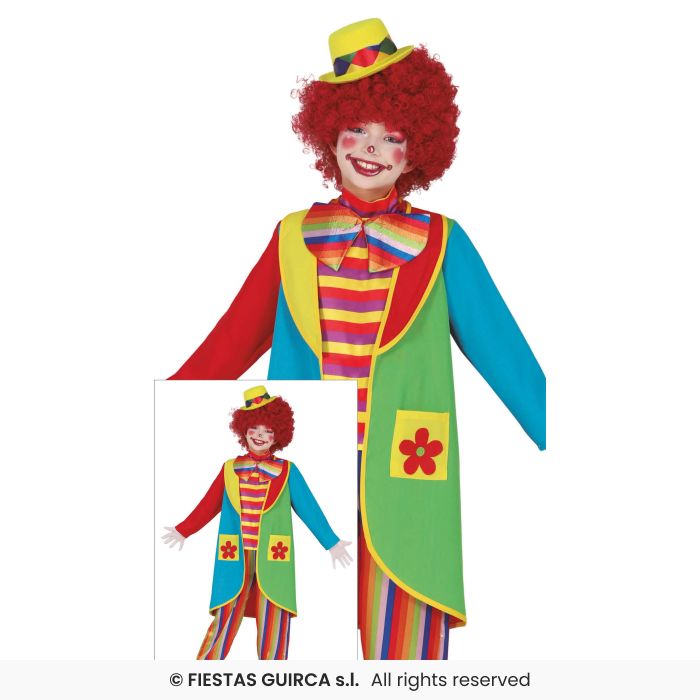 Flowy The Clown Kids Circus Clown Fancy Dress Costume Girls Boys Age 3-12