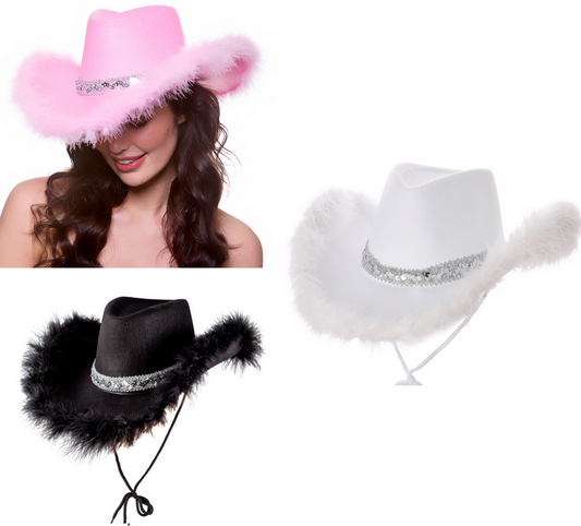 Sequin Fluffy Cowboy Hats