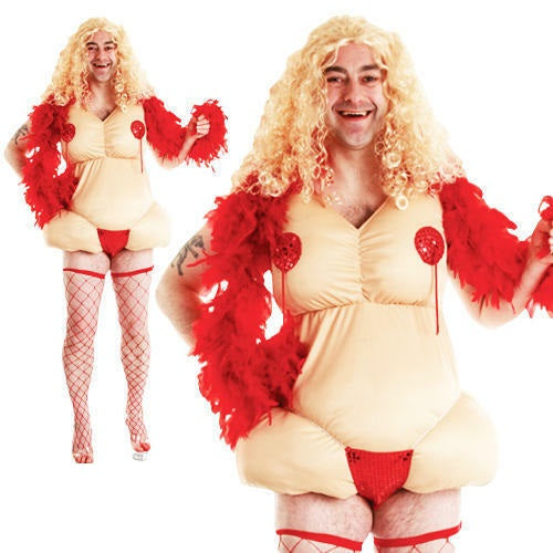 Burlesque Betty Mens Stag Night Fancy Dress Costume Funny Dress Up Outfit