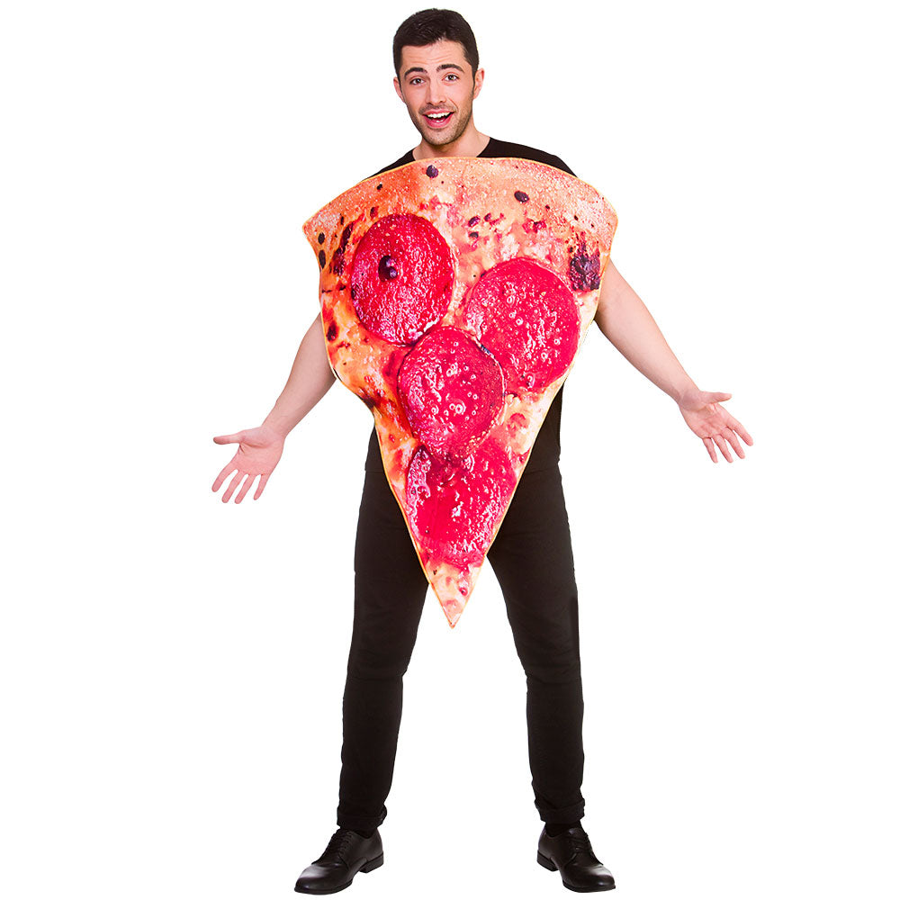 Pizza Slice Costume Fancy Dress Tunic Outfit Funny Food Stag Mens Womens Adults