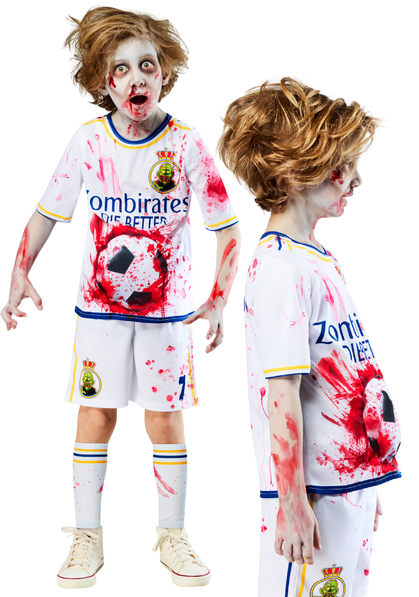 Zombie Footballer Kids Halloween Fancy Dress Costume Zombie Rottenaldo Boys