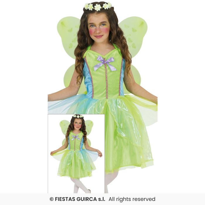 Forest Green Fairy Costume Kids Fairytale Book Day Fancy Dress Outfit Age 5-12