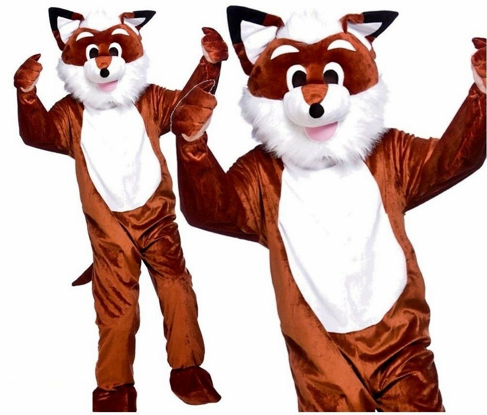 Adult Big Head Fantastic Fox Fancy Dress Mascot Costume Farm Animal Unisex