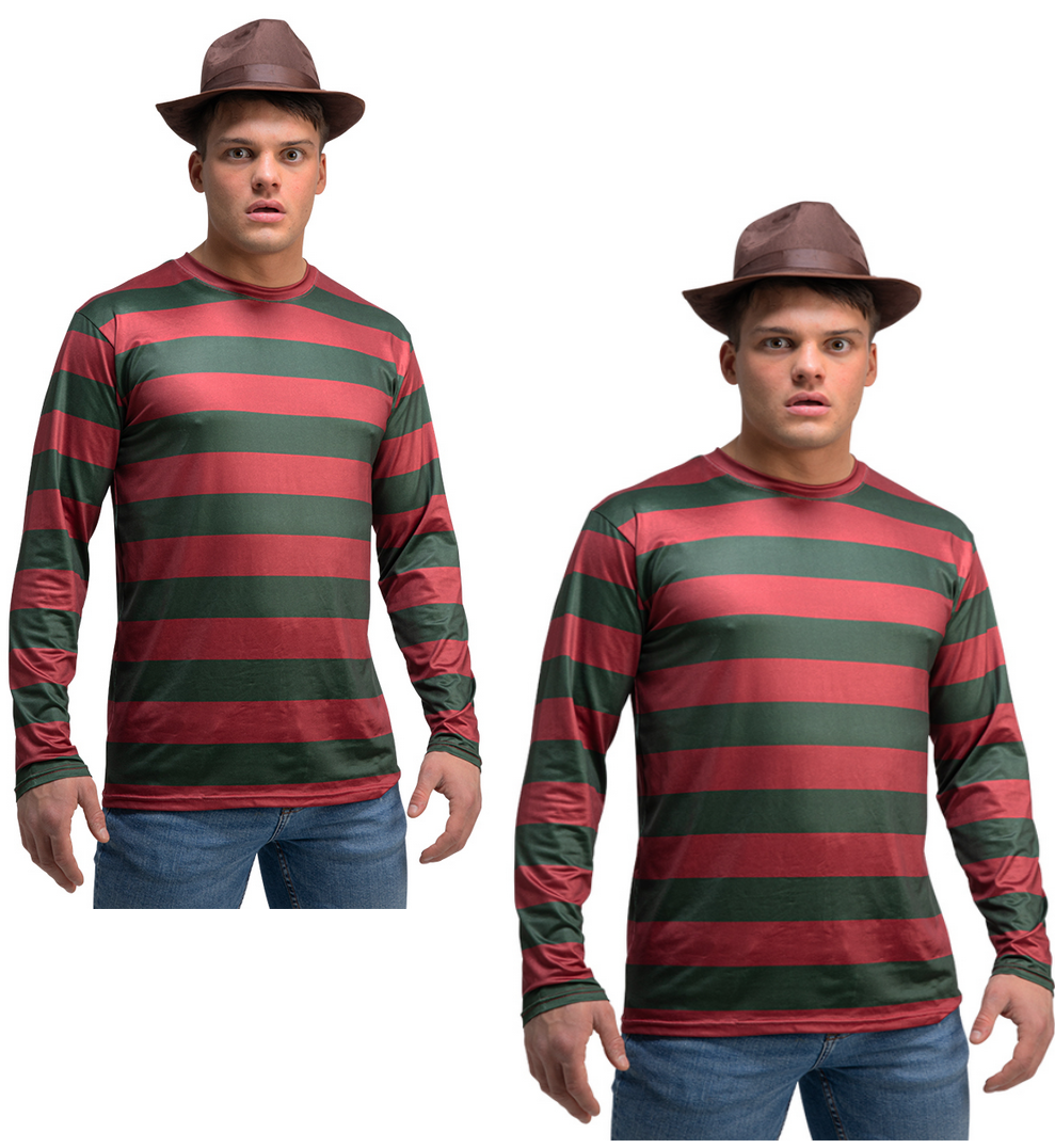 Nightmare Shirt Adults Halloween Freddy Top Horror Movie Fancy Dress Mens Top