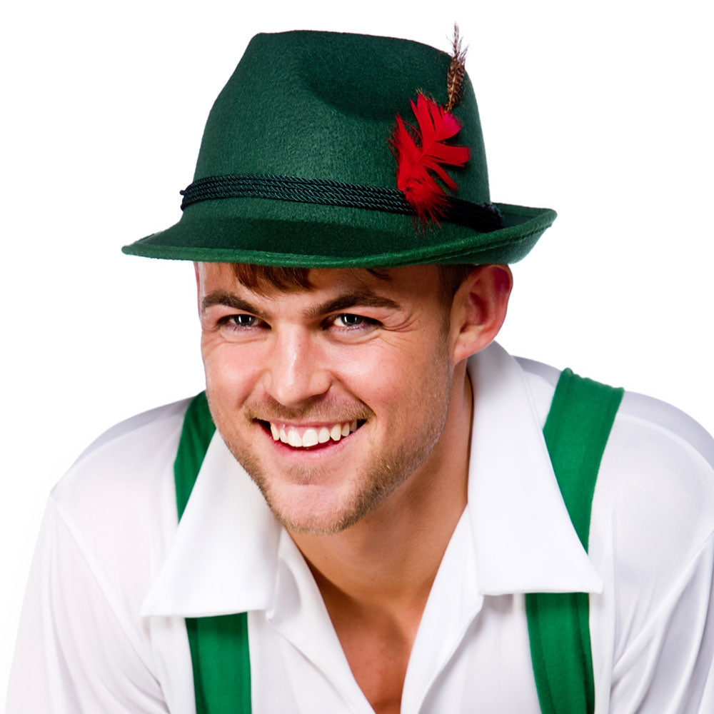 Green Oktoberfest Beer Hat German Festival Adults Deluxe Fancy Dress Festival
