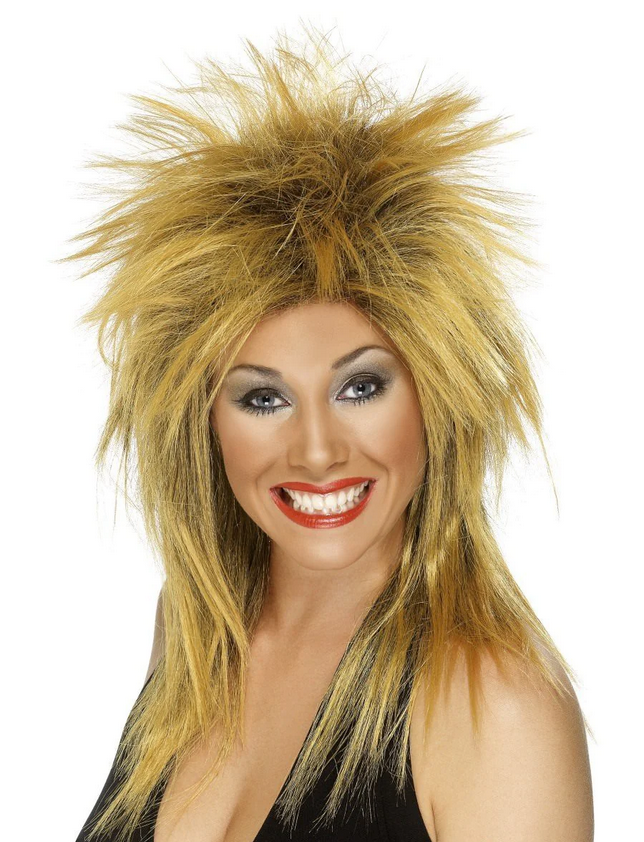 Rock Diva Wig 80s Mullet Punk Ladies Fancy Dress Costume Accessory