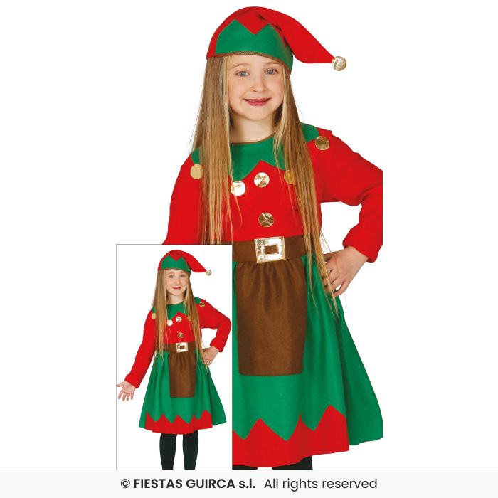 Girls Little Elf Dress Kids Santas Grotto Fancy Dress Costume Outfit Nativity Age 3-10