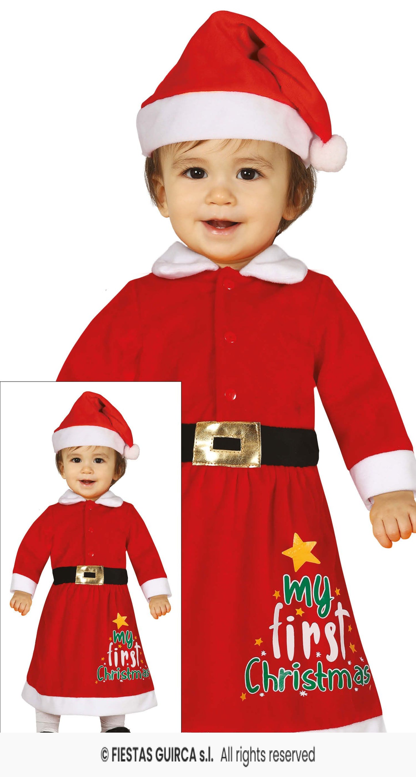 My First Christmas Dress Girls Costume Toddlers Santa Claus Fancy Dress Outfit Age 1-2