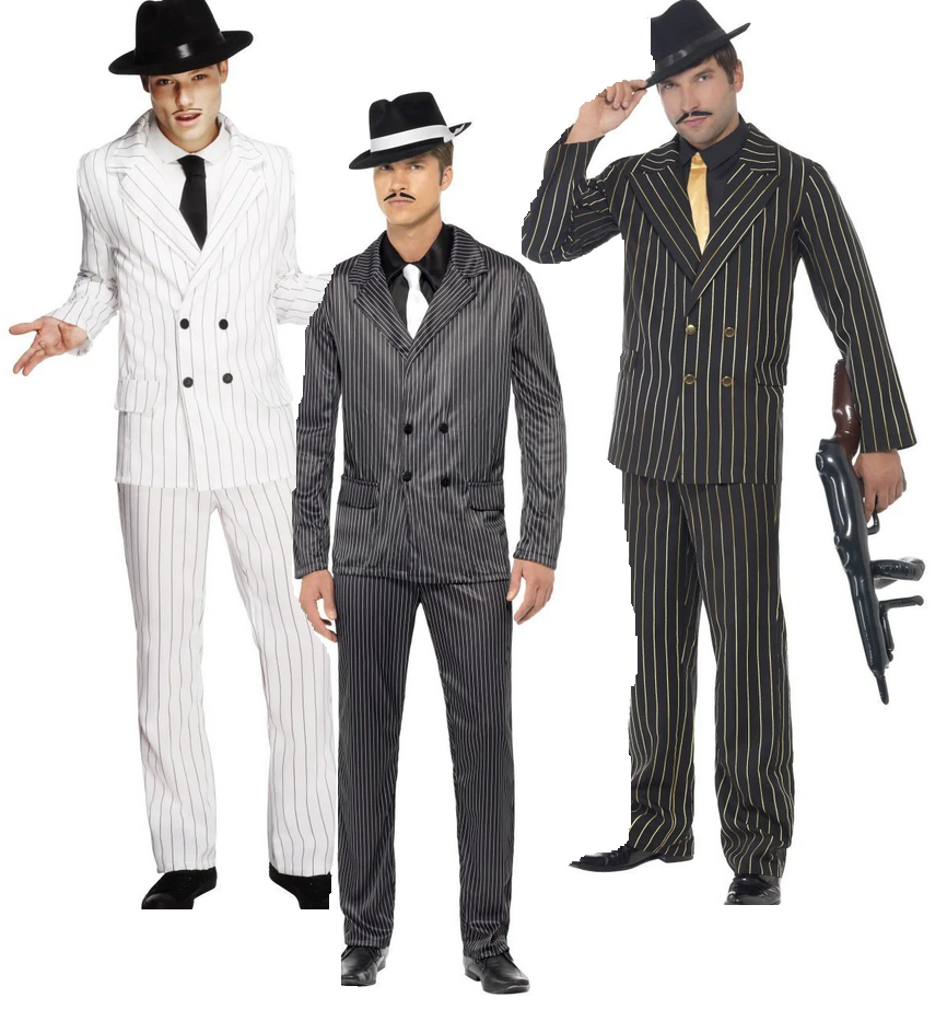 Gangster Costume 1920s Mens Fancy Dress Outfit 20s Zoot Suit Adults New M-XL