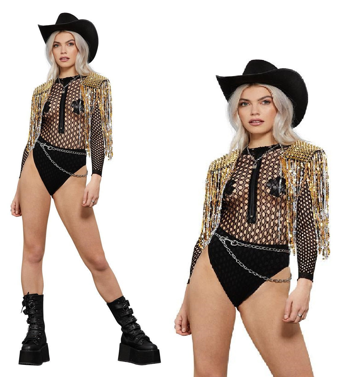 Fever Festival Epaulettes Gold Silver Festival Carnival Costume Jewellery Fancy Dress