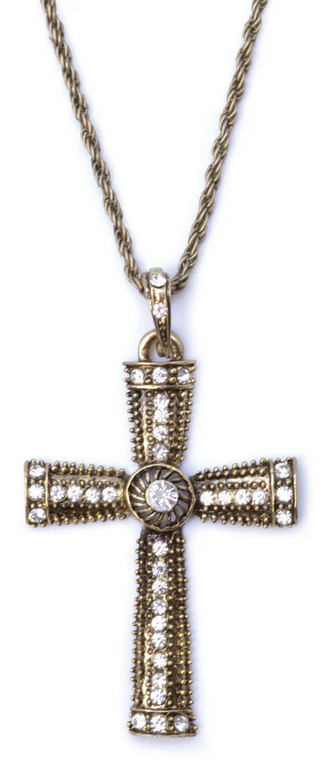 Cross Necklace Jewelled Nun Priest Gothic Fancy Dress Accessory