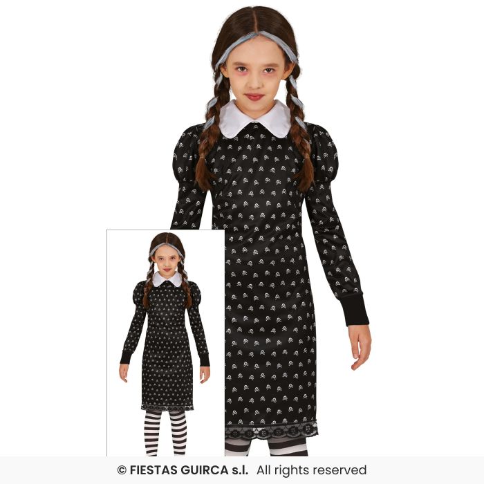 Girls Gothic Girl Prom Queen Night Halloween Fancy Dress Costume Aged 3-12