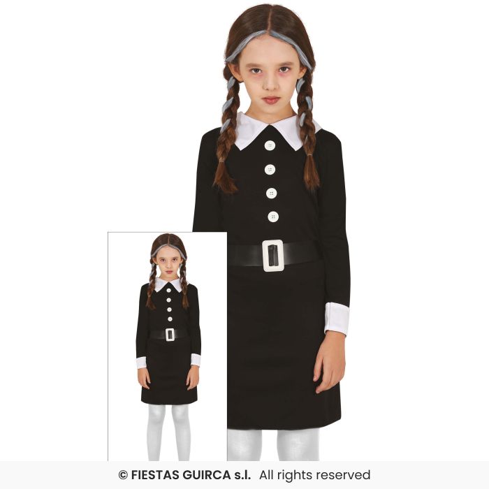 Kids School Girl Costume Girls Gothic Fancy Dress Outfit Age 3-12