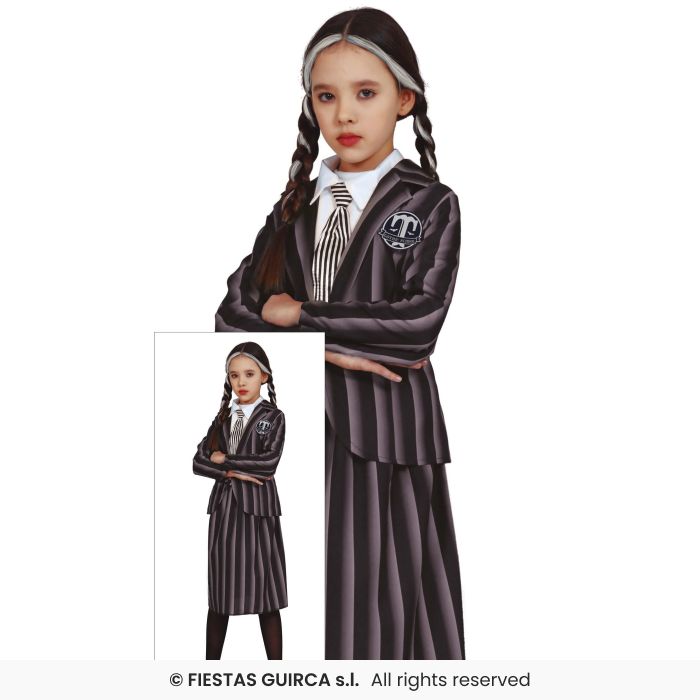 Gothic Student Costume Girls Halloweeen Fancy Dress Outfit Kids Age 3-12