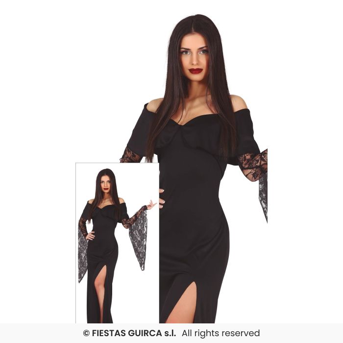 Gothic Mother Ladies Black Dress Halloween Fancy Dress Costume Adults UK 8-16