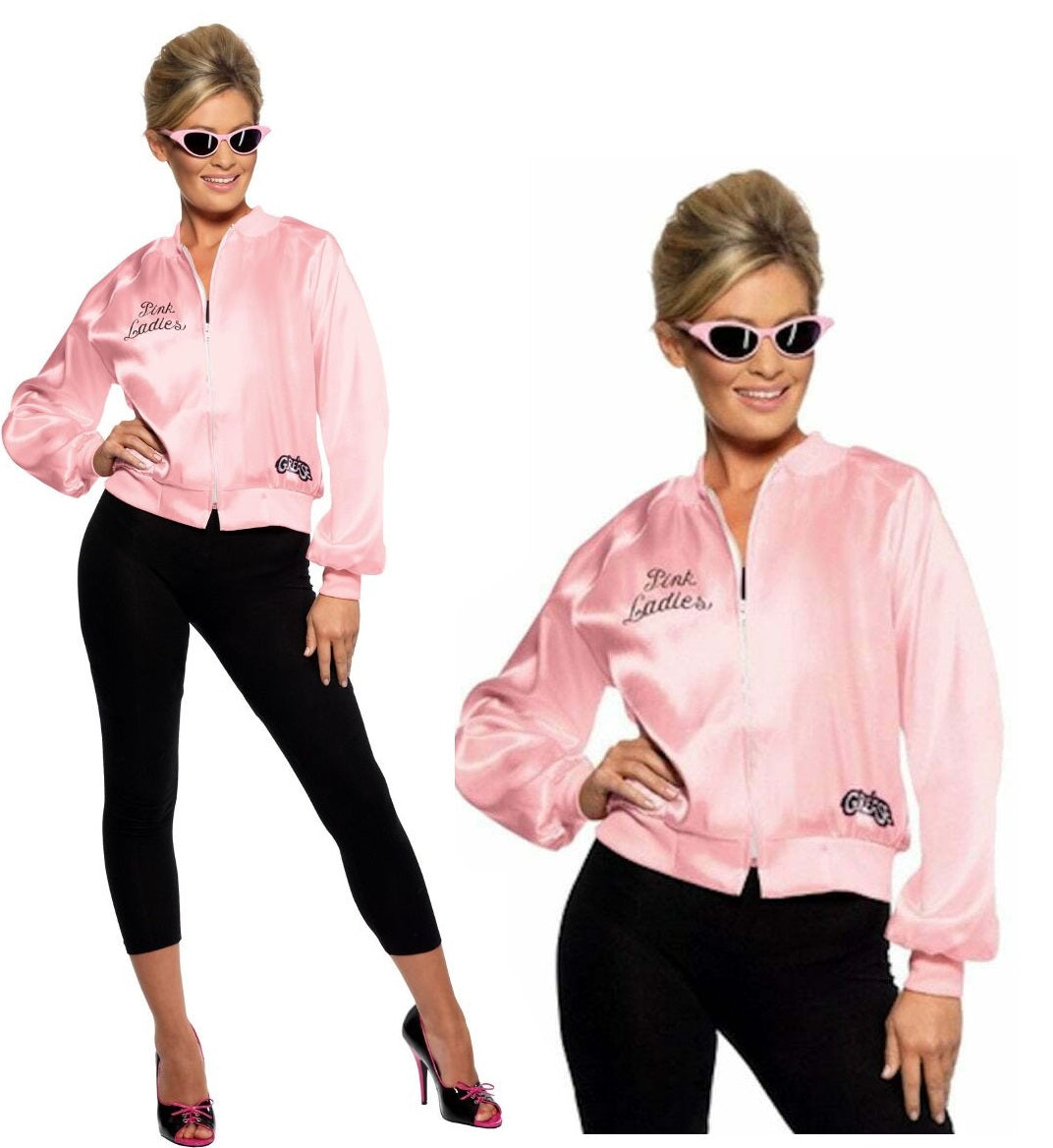 Pink Ladies Jacket Fancy Dress Official Grease Film Costume 1950s 50s Womens Lady