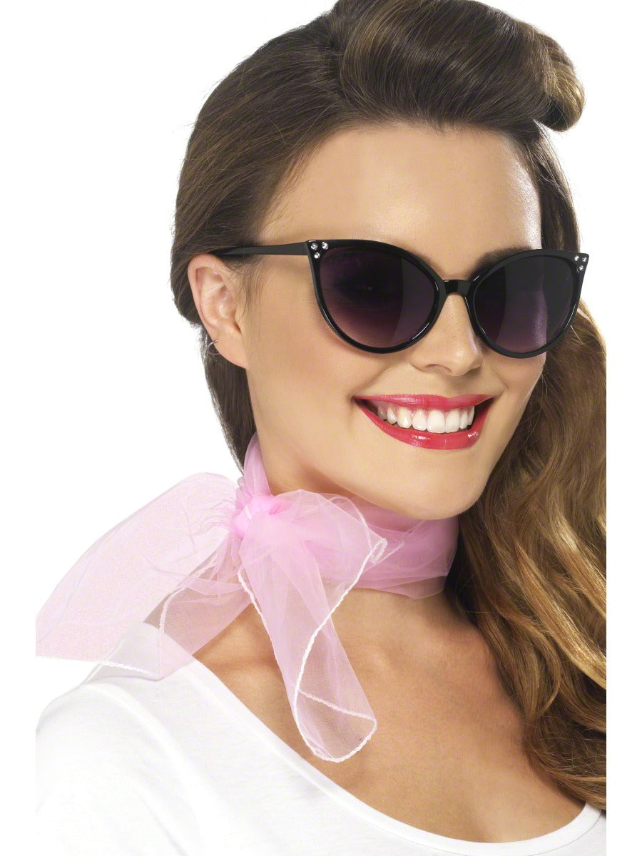 Pink Ladies 1950s Neck Scarf Womens Fancy Dress Costume Accessory