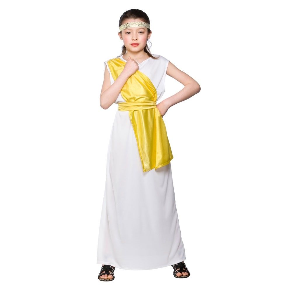 Girls Ancient Greek Girl Costume Fancy Dress Up Party Toga Outfit Kids Age 3-13