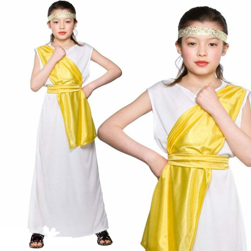 Girls Ancient Greek Girl Costume Fancy Dress Up Party Toga Outfit Kids –  Kingdom Fancy Dress