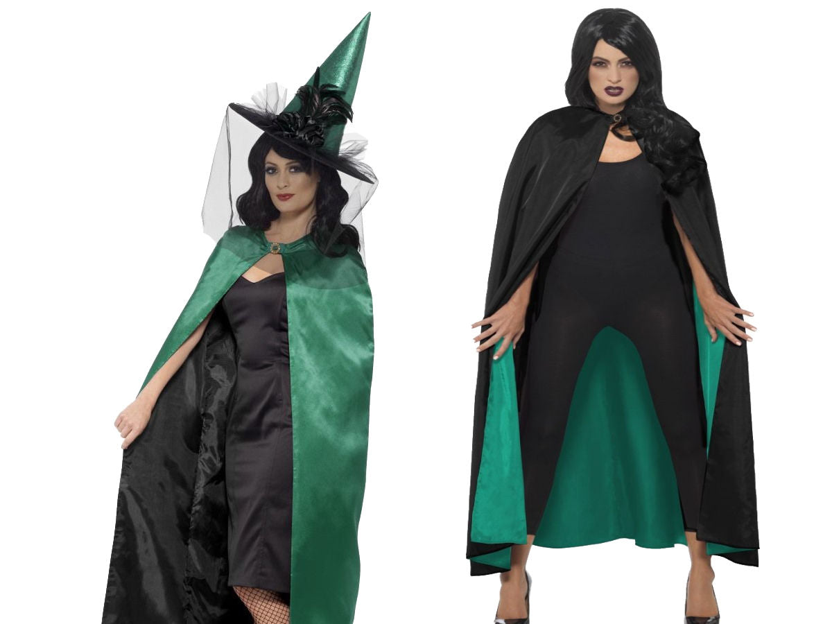 Witches Cape Halloween Ladies Satin Reversible Capes Adults Satin Vampiress