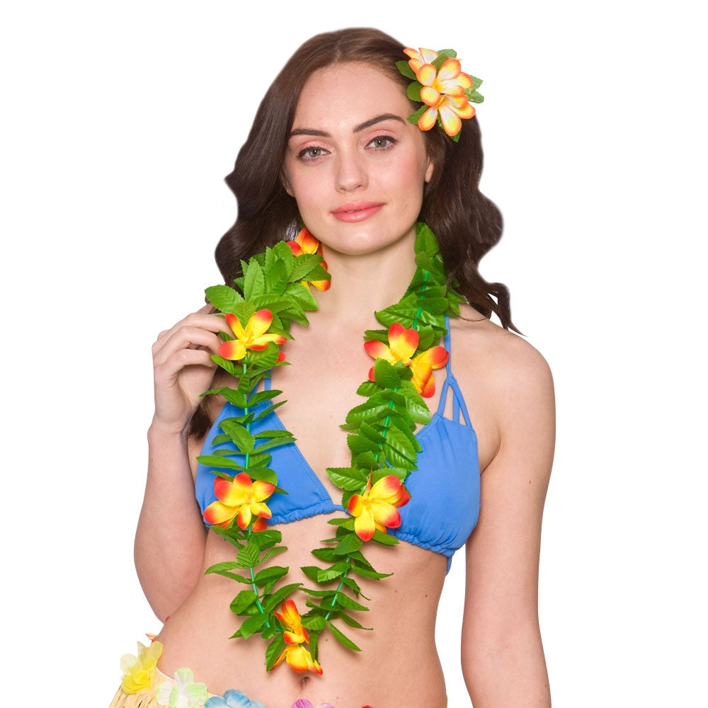 Hawaiian Lei Neck Garland Beach Flowers Hawaii Party Prop Fancy Dress Adults Kids
