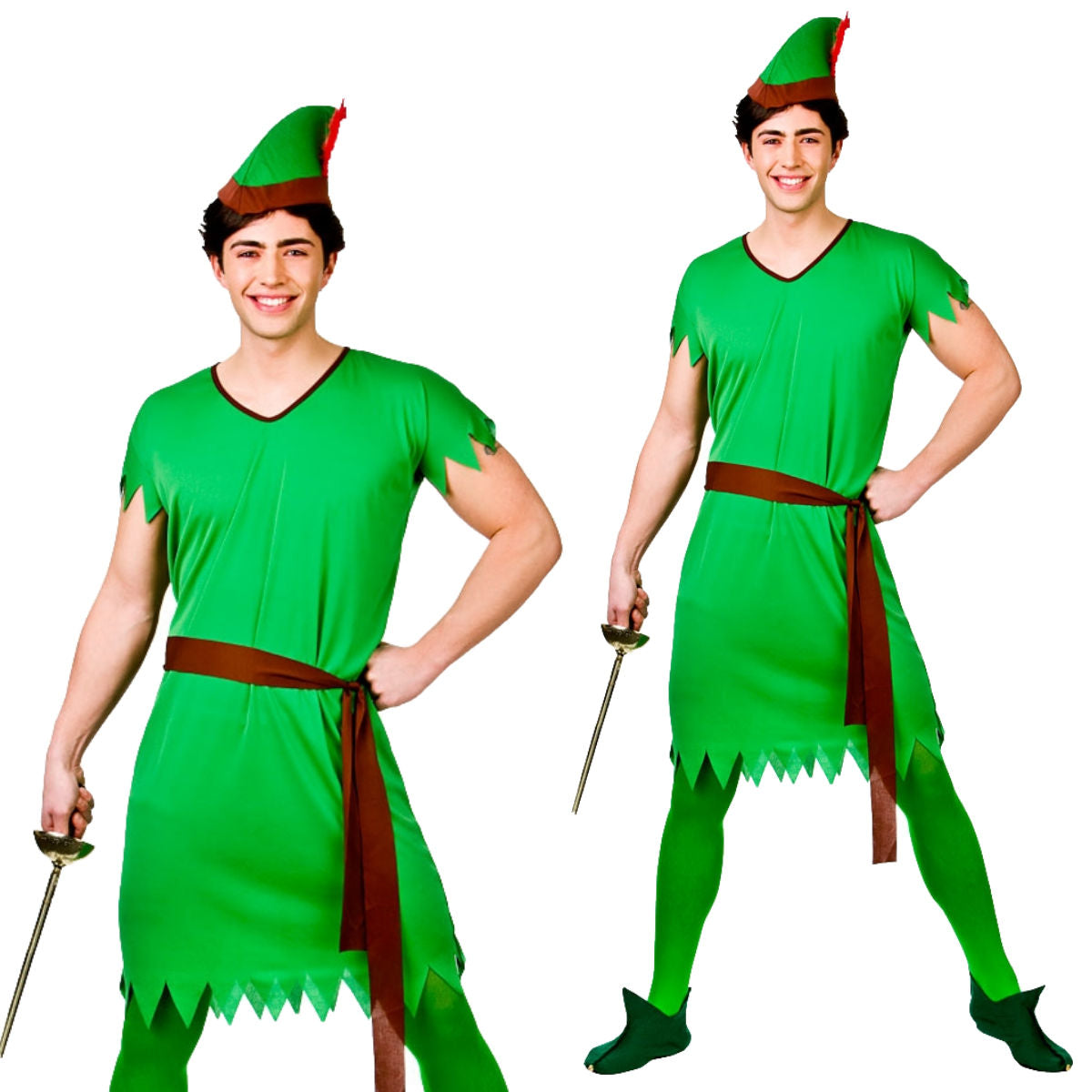 Adults Robin Hood Costume Storybook Lost Boy Green Elf Mens Fancy Dress New