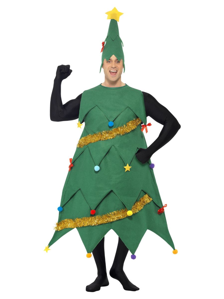 Deluxe Christmas Tree Costume Mens Ladies Xmas Fancy Dress Novelty Outfit