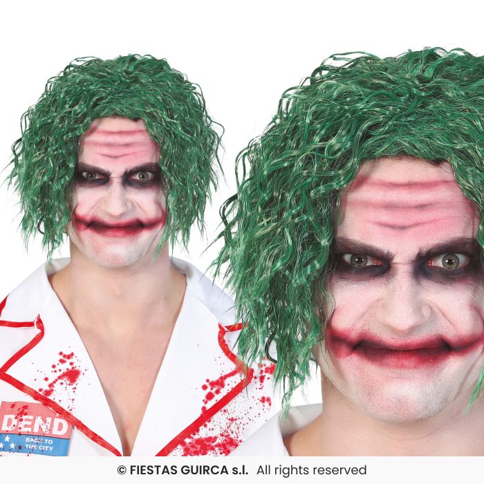 Green Clown Wig Adults Curly Wig Mens Halloween Joke Fancy Dress Costume Wig