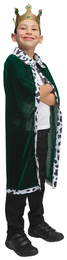 Kings Regal Robe King Queen Fancy Dress Medieval Robe & Crown Boys Girls