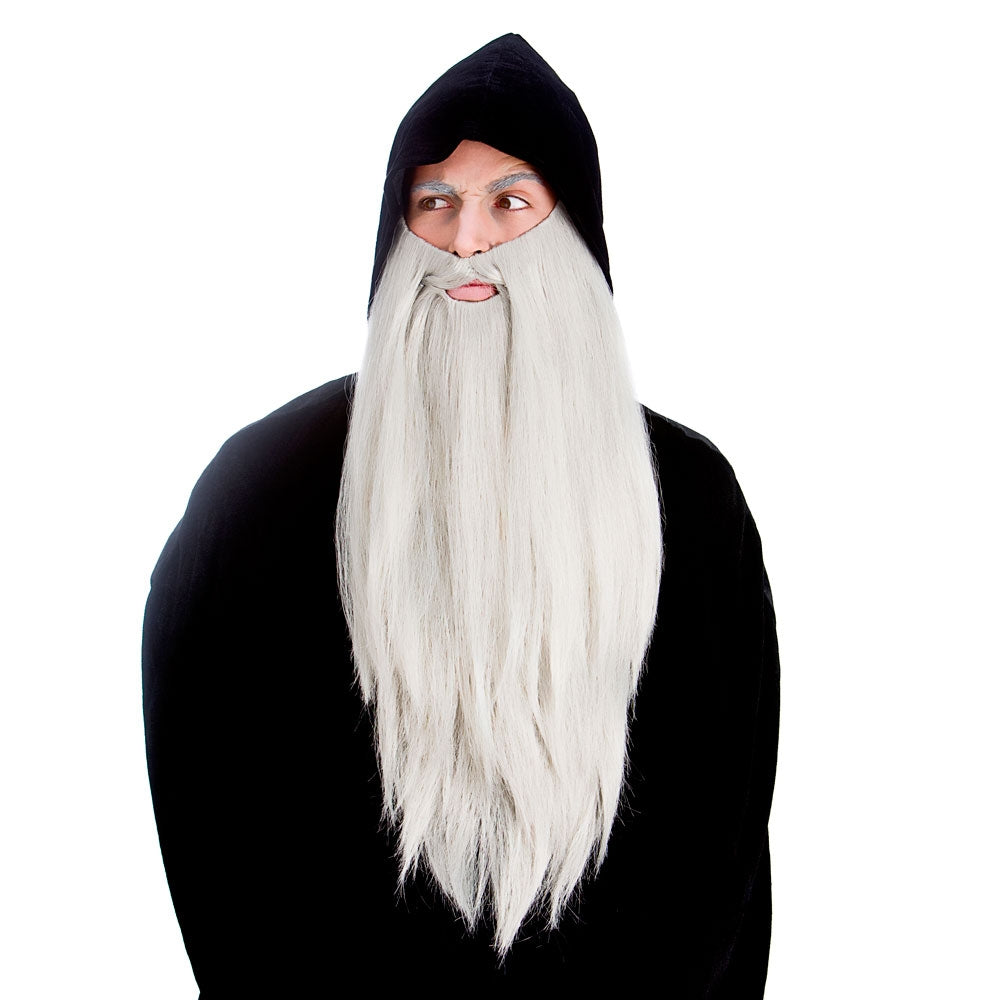 Deluxe Long Beard Grey Wizard Beard Magician Halloween Fancy Dress Adults Mens