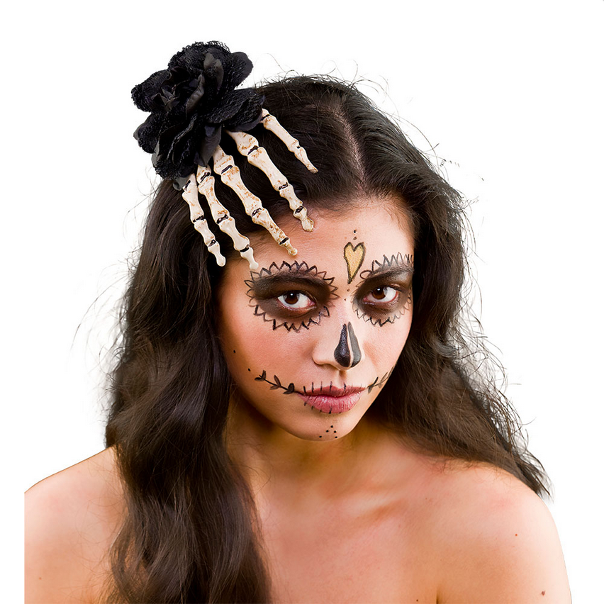 Skeleton Rose Hair Clip Adults Halloween Fancy Dress Hair Accessory Kids