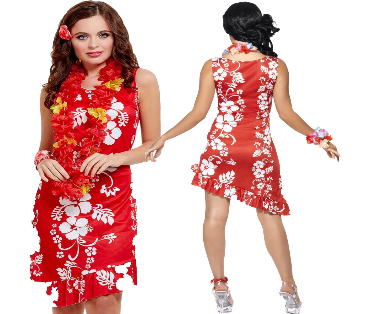 Hawaiian Beauty Ladies Fancy Dress Outfit Beach Party Hula Girl Outfit UK 12-14