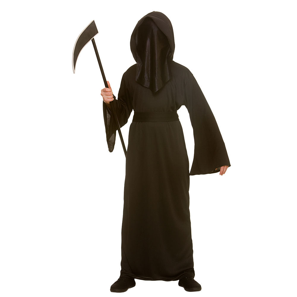 Boys Halloween Costume Faceless Grim Reaper Black Robe Fancy Dress Outfit