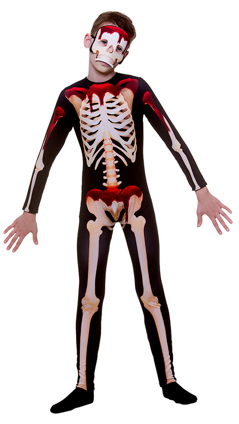 Blood Dripping Skeleton Boys Bodysuit Halloween Skeleton Fancy Dress Zombie