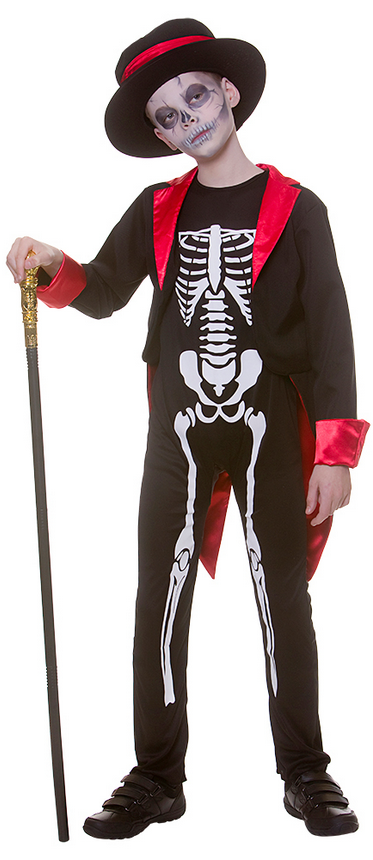 Mr Skelebones Costume Boys Halloween Skeletons Fancy Dress Outfit Kids